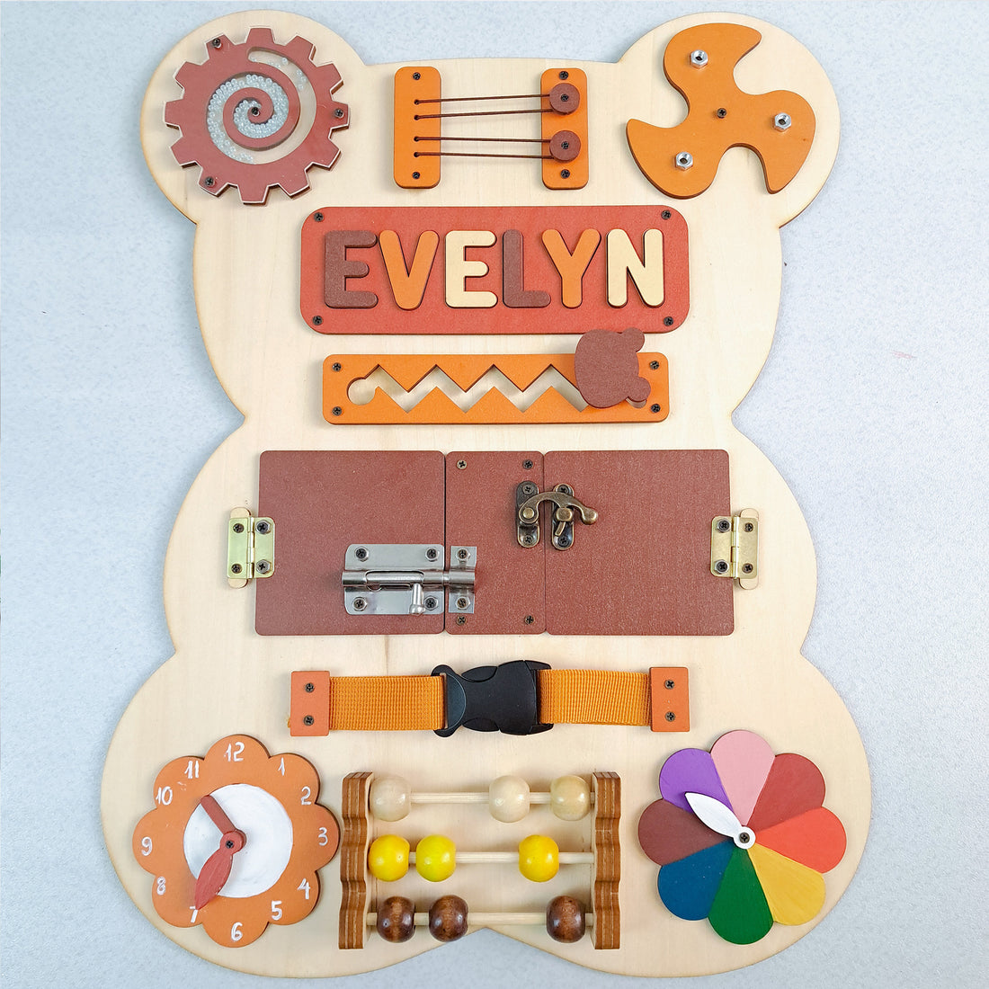 MOOC Wooden Name Puzzle: Personalized Montessori Busy Boards for Toddlers – Handcrafted for Learning, Safety, and Fun